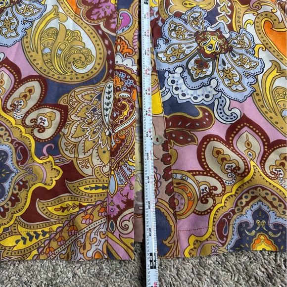 JOHNNY WAS Brooklyn Paisley Silk Set XL yellow purple pajama pants short sleeve - Picture 15 of 16